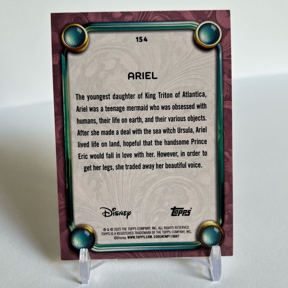2025 Topps Disney Wonder Card #154 Ariel - Picture 2 of 2